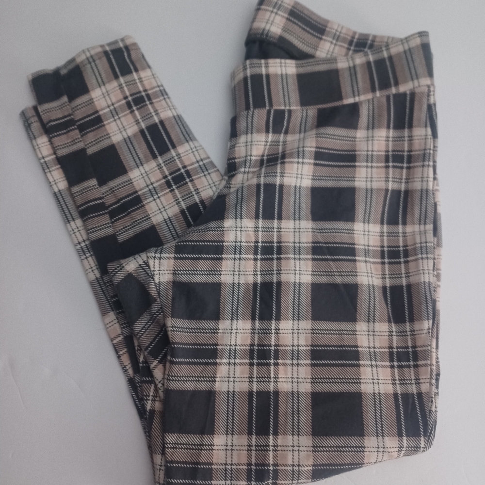 Torrid Plaid Leggings Pink/gray Sz L OX